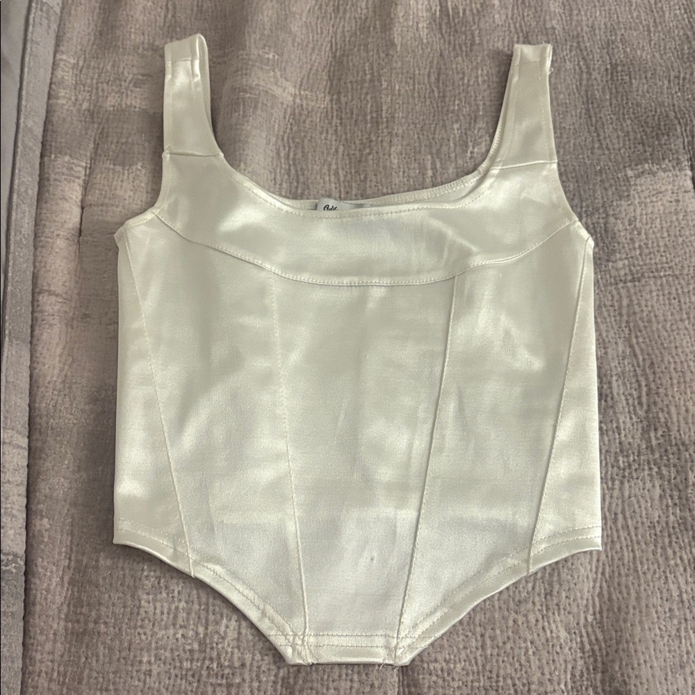 Adika Women's Pearl White “Silk” Corset Crop Top